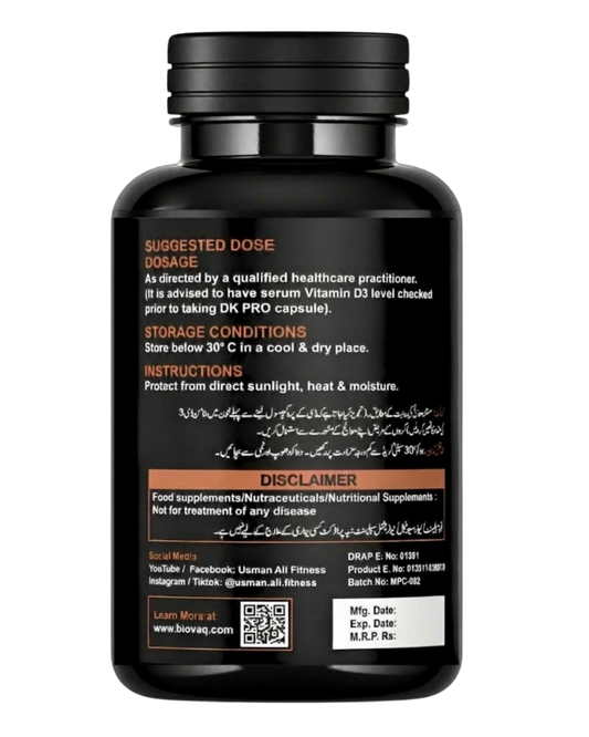 BIOVAQ Vitamin D3 10,000 IU with K2 100 mcg, directions and label panel
