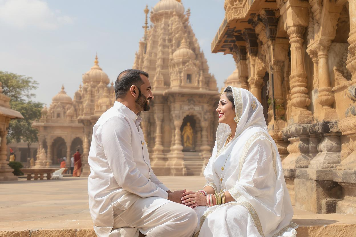 Jain couple at temple