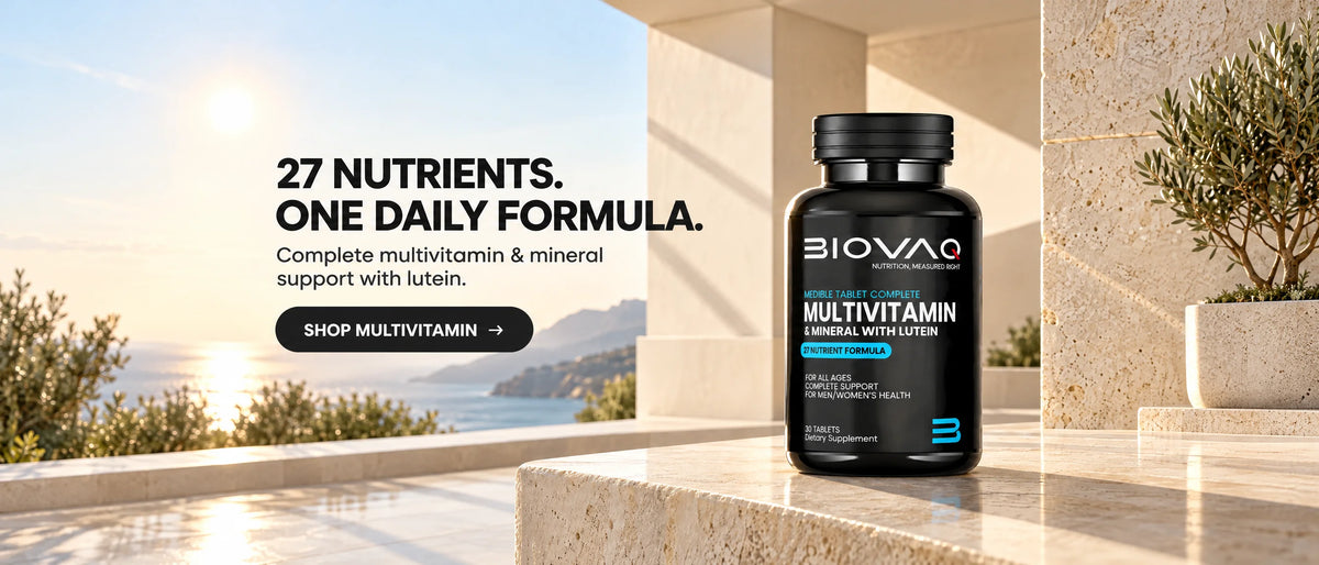 27 nutrients. One daily formula. BIOVAQ Complete Multivitamin & Mineral with Lutein