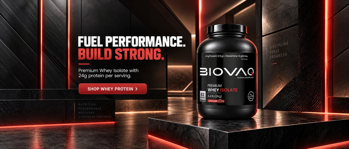Fuel performance. Build strong. BIOVAQ Premium Whey Isolate, Chocolate