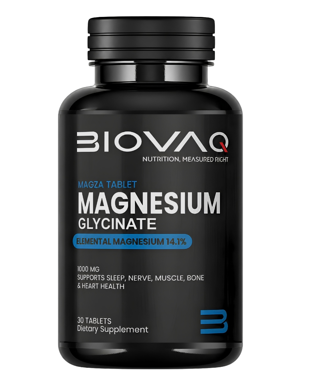 BIOVAQ Magnesium Glycinate 1000mg, bottle of 30 tablets