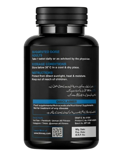 BIOVAQ Magnesium Glycinate 1000mg, directions and label panel
