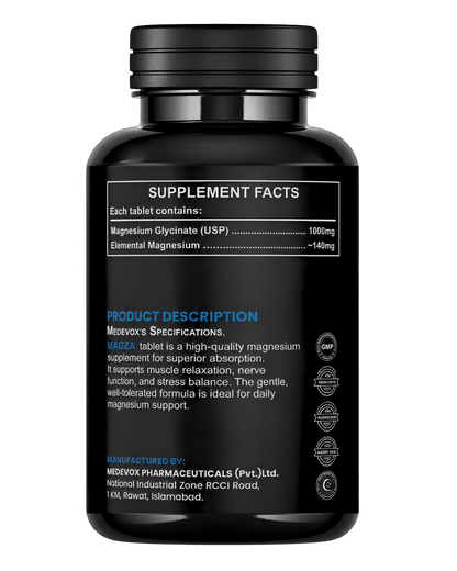 BIOVAQ Magnesium Glycinate 1000mg, Supplement Facts panel