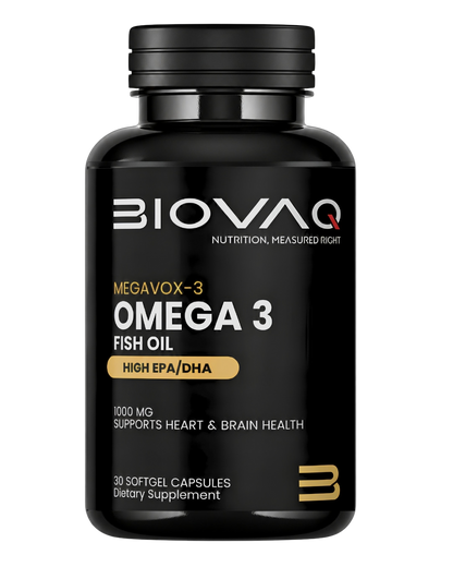 BIOVAQ Omega-3 Fish Oil 1000mg, bottle of 30 softgels