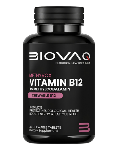 BIOVAQ Vitamin B12 Methylcobalamin 1000 mcg, bottle of 30 chewable tablets