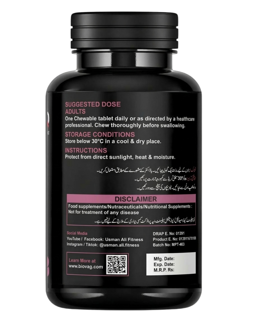 BIOVAQ Vitamin B12 Methylcobalamin 1000 mcg, directions and label panel