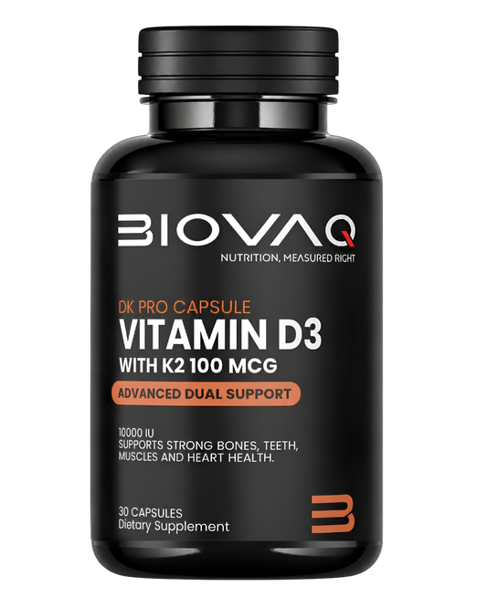 BIOVAQ Vitamin D3 10,000 IU with K2 100 mcg, bottle of 30 capsules