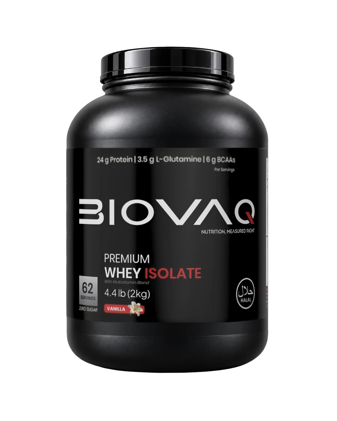 BIOVAQ Whey Protein Isolate 2kg Vanilla, front of tub