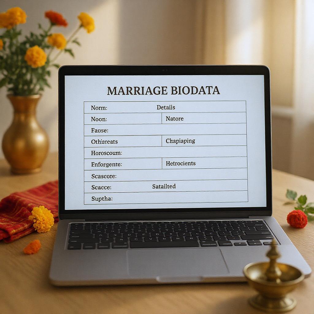 This blog features marriage biodata with horoscope, Kundali in biodata, biodata format for arranged marriage, Indian matrimonial profile with astrology, Kundali Milan section in biodata, Hindu marriage biodata sample, biodata with birth details, traditional marriage biodata layout, and biodata with astrological compatibility for Indian matchmaking,