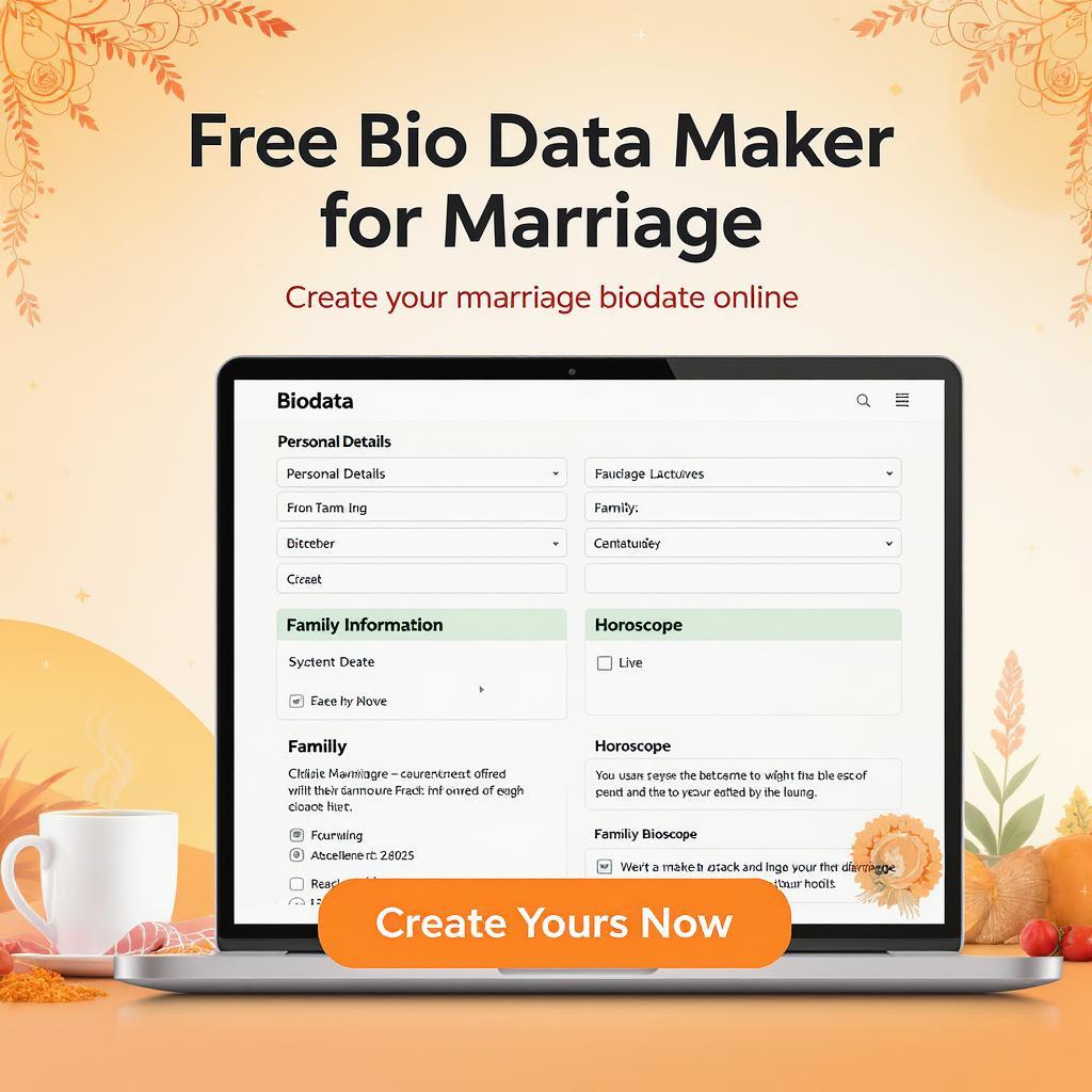 Design your marriage biodata instantly with our free online biodata maker—simple, elegant, and customizable.