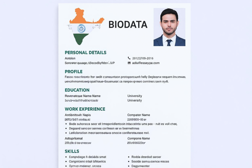 ATS-optimized biodata with keyword highlights and clean formatting for Indian job applications